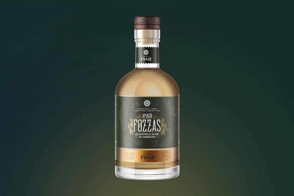 Packaging realizzati per l'Amaro Fozzas dei Fratelli Pinna