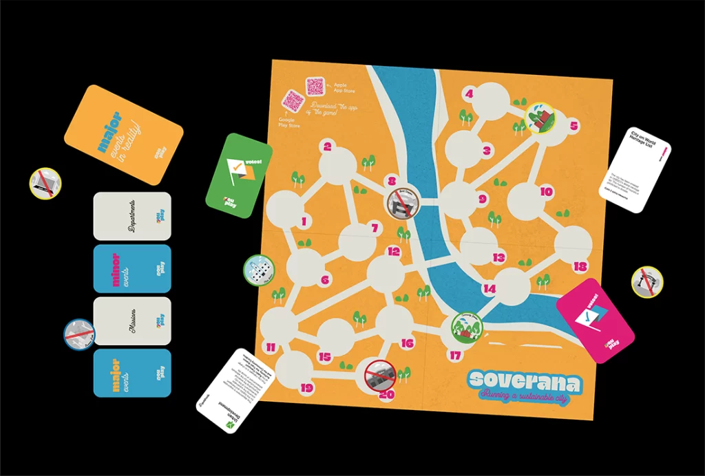 Gioco da tavolo Soverana - Running a susteinable city del progetto Youplay.